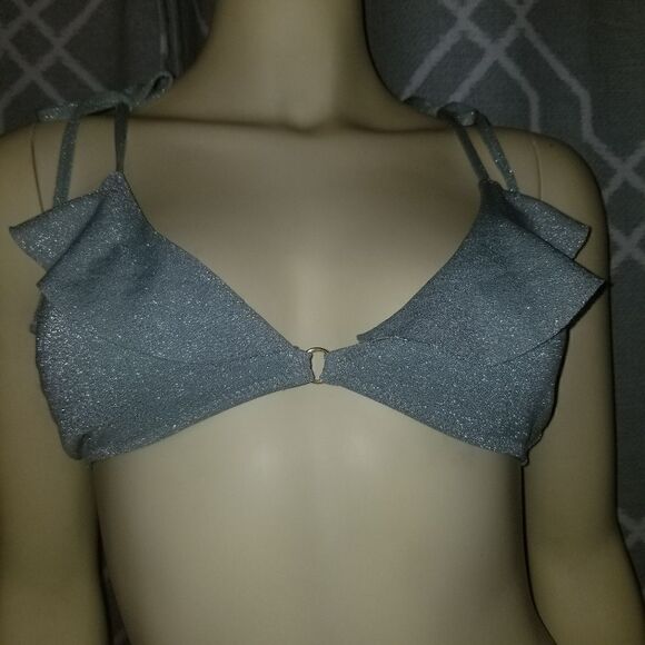 No Boundaries Junior's Bikini Swim Top size Small green and silver - Picture 1 of 9